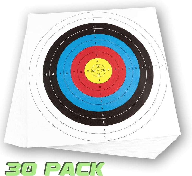 Highwild أهداف رماية ورقية قياسية - 16X16 بوصة - 10 حلقات لأهداف القوس والسهم - ملحقات رماية للصيد - عبوة 30 قطعة - Image 2